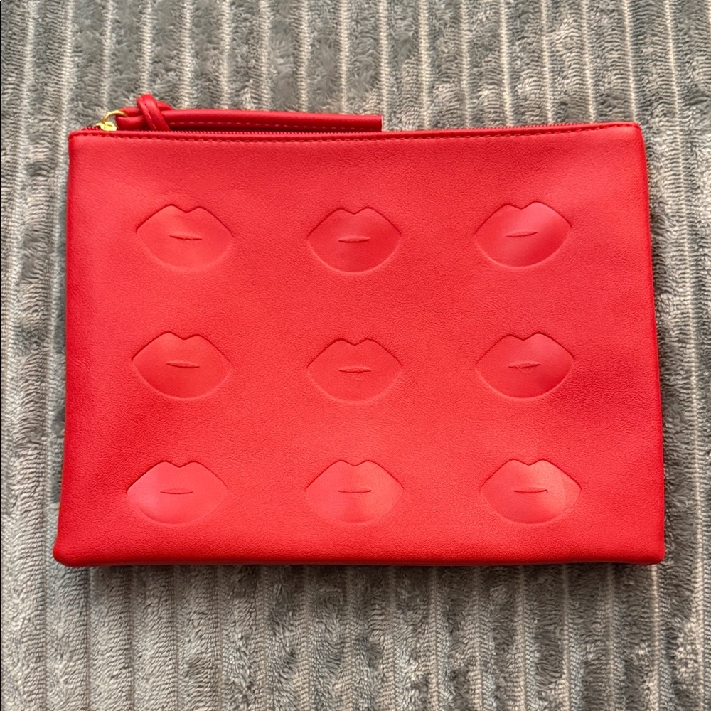 Lord & Taylor Red Lip Embossed Clutch